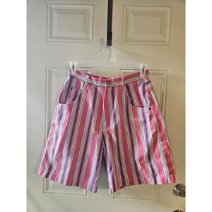 Vintage Pennylane Striped High Rise Shorts‎ Womens Size 14 Pink Retro 90s...